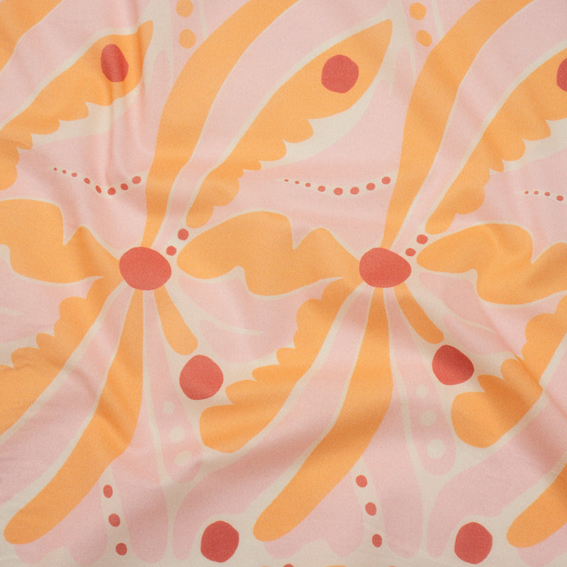 Cotton Lawn - Orange Creamsicle, Light Pink and Red Groovy Retro Floral - Designer Deadstock