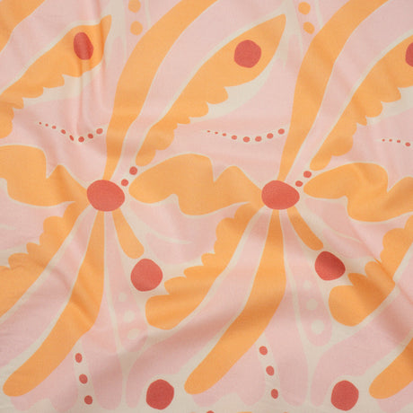 Cotton Lawn - Orange Creamsicle, Light Pink and Red Groovy Retro Floral - Designer Deadstock