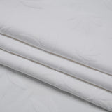Stretch Polyester Jacquard Knit - White Scattered Leaves - Designer Deadstock