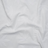 Stretch Polyester Jacquard Knit - White Scattered Leaves - Designer Deadstock