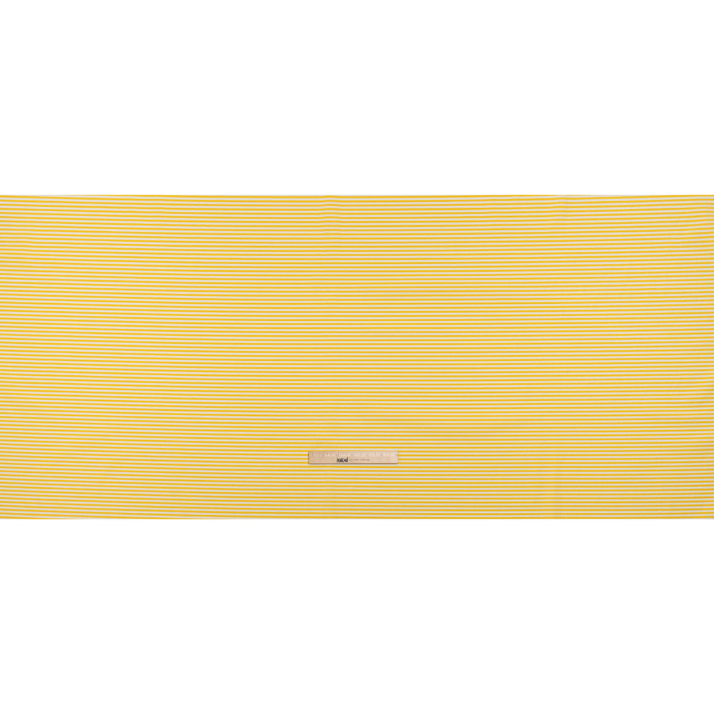 Stretch Polyester Seersucker - Lemon Yellow and White Candy Stripes - Designer Deadstock