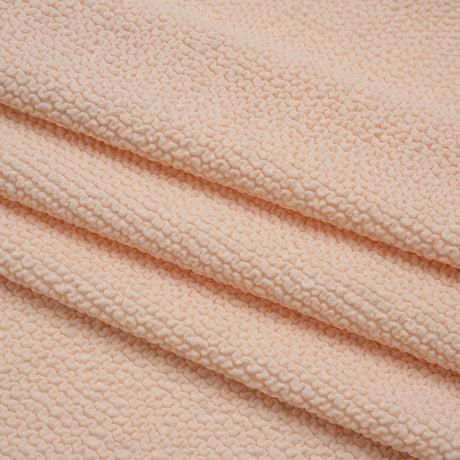Stretch Polyester Textured Jacquard Knit - Pale Pink Wavy Lines - Designer Deadstock