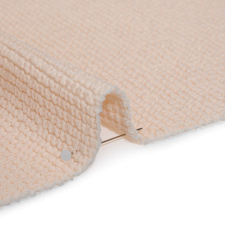 Stretch Polyester Textured Jacquard Knit - Pale Pink Wavy Lines - Designer Deadstock