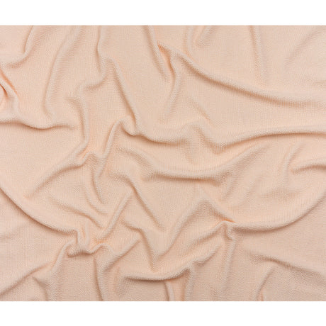 Stretch Polyester Textured Jacquard Knit - Pale Pink Wavy Lines - Designer Deadstock