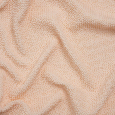 Stretch Polyester Textured Jacquard Knit - Pale Pink Wavy Lines - Designer Deadstock