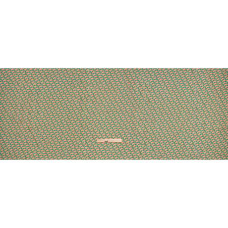 Cotton Voile Print - Kelly Green and Peach Geometric - Deadstock