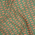 Cotton Voile Print - Kelly Green and Peach Geometric - Deadstock