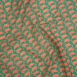 Cotton Voile Print - Kelly Green and Peach Geometric - Deadstock