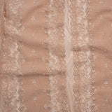 Stretch Polyester Knit Embroidered Eyelet Lace - Nude Floral and Abstract Stripes - Deadstock