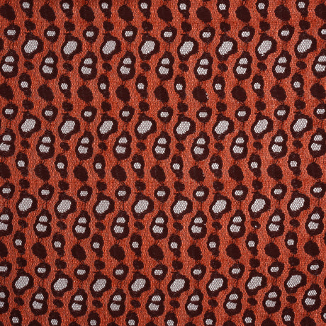 Two-Tone Polyester Lace - Burnt Orange and Maroon Animal Spots - Deadstock