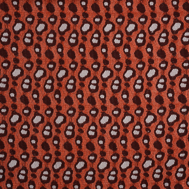Two-Tone Polyester Lace - Burnt Orange and Maroon Animal Spots - Deadstock