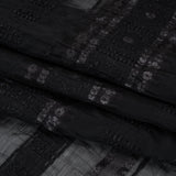 Textured Burnout Brocade - Metallic Black Circles and Stripes - Deadstock