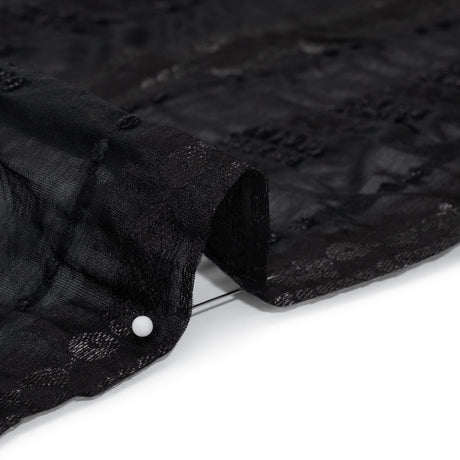 Textured Burnout Brocade - Metallic Black Circles and Stripes - Deadstock