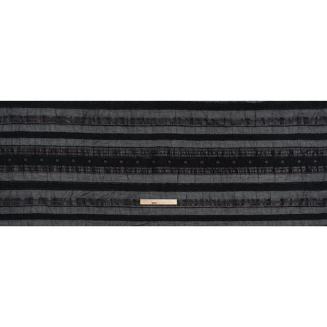 Textured Burnout Brocade - Metallic Black Circles and Stripes - Deadstock