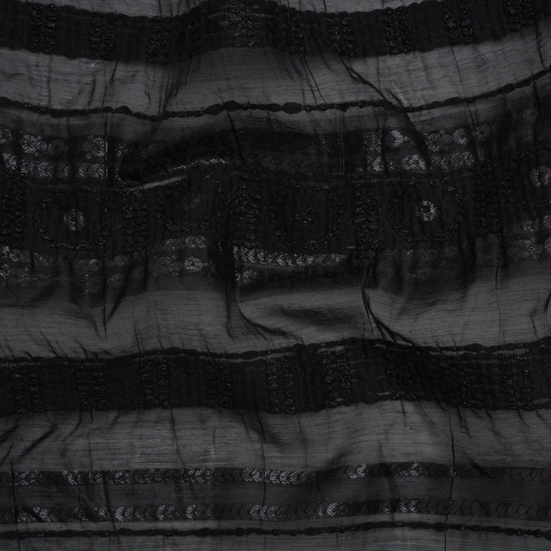 Textured Burnout Brocade - Metallic Black Circles and Stripes - Deadstock
