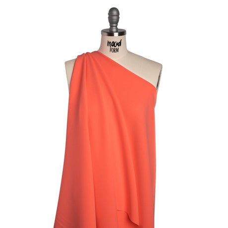 Stretch Polyester Crepe by Alex Perry - Neon Coral Pink - Designer Deadstock