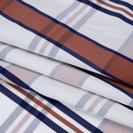 Cotton Shirting - Red, White and Navy Plaid - Designer Deadstock