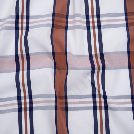 Cotton Shirting - Red, White and Navy Plaid - Designer Deadstock