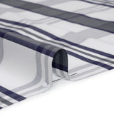 Cotton Shirting - Charcoal, White and Navy Plaid - Designer Deadstock