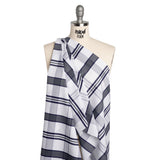 Cotton Shirting - Charcoal, White and Navy Plaid - Designer Deadstock