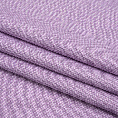 Cotton Twill Shirting - Lavender and White Little Checks - Deadstock