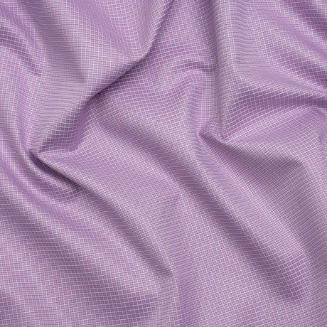 Cotton Twill Shirting - Lavender and White Little Checks - Deadstock