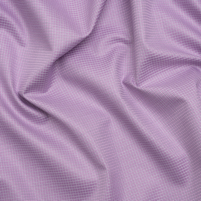 Cotton Twill Shirting - Lavender and White Little Checks - Deadstock