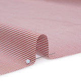 Cotton Oxford Shirting - Dark Red and White Stripes - Deadstock