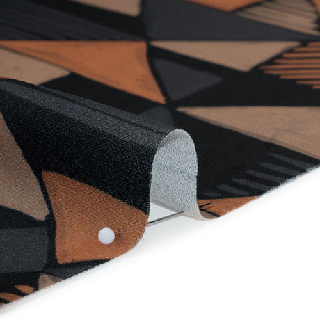 Polyester Crepe-Back Satin - Midnight, Taupe and Burnt Orange Painterly Triangles - Mood Exclusive Fractured Forms Print
