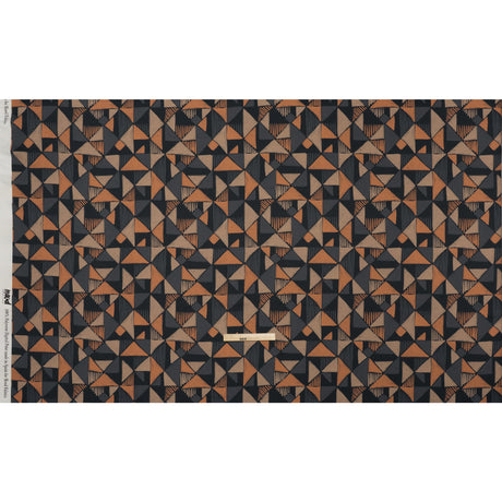 Polyester Crepe-Back Satin - Midnight, Taupe and Burnt Orange Painterly Triangles - Mood Exclusive Fractured Forms Print
