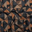 Polyester Crepe-Back Satin - Midnight, Taupe and Burnt Orange Painterly Triangles - Mood Exclusive Fractured Forms Print