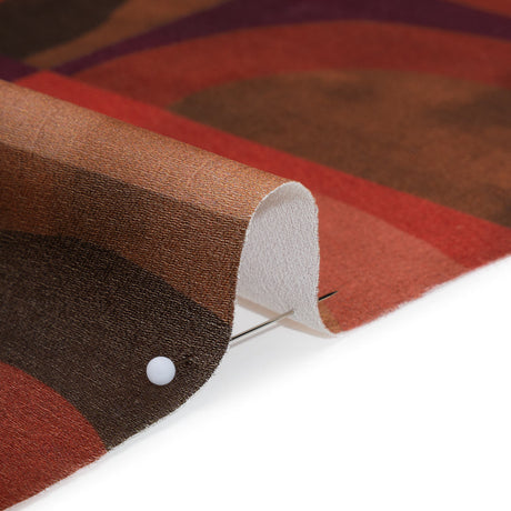 Polyester Crepe-Back Satin - Red, Brown and Purple Half Circle Blocks - Mood Exclusive Adobe Abode Print