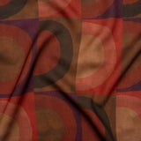 Polyester Crepe-Back Satin - Red, Brown and Purple Half Circle Blocks - Mood Exclusive Adobe Abode Print