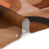 Polyester Crepe-Back Satin - Brown, Tan and Peach Half Circle Blocks - Mood Exclusive Adobe Abode Print