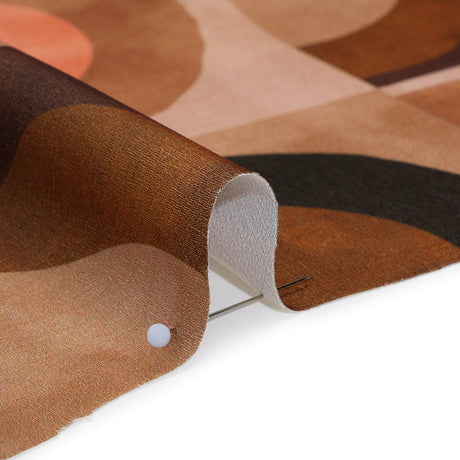 Polyester Crepe-Back Satin - Brown, Tan and Peach Half Circle Blocks - Mood Exclusive Adobe Abode Print