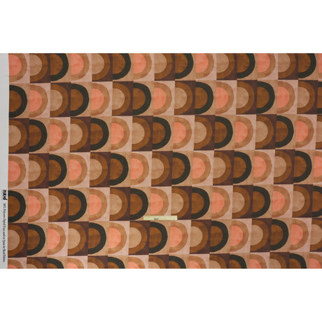 Polyester Crepe-Back Satin - Brown, Tan and Peach Half Circle Blocks - Mood Exclusive Adobe Abode Print