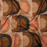 Polyester Crepe-Back Satin - Brown, Tan and Peach Half Circle Blocks - Mood Exclusive Adobe Abode Print