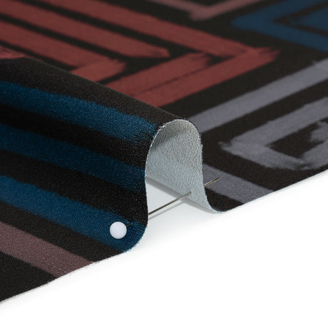 Polyester Crepe-Back Satin - Blue, Rose and Black Painterly Blocks - Mood Exclusive Spiral Fusion Print