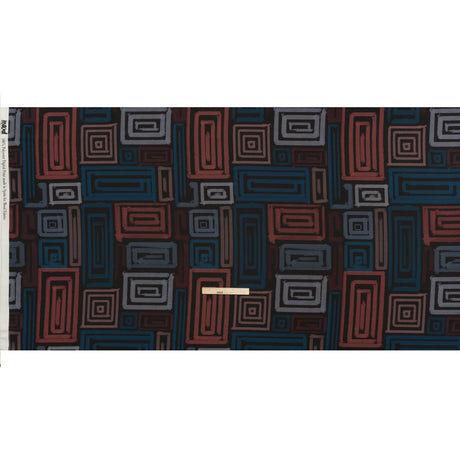 Polyester Crepe-Back Satin - Blue, Rose and Black Painterly Blocks - Mood Exclusive Spiral Fusion Print