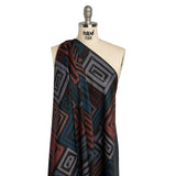 Polyester Crepe-Back Satin - Blue, Rose and Black Painterly Blocks - Mood Exclusive Spiral Fusion Print