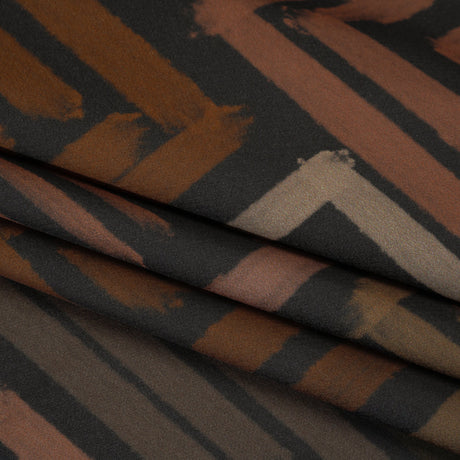 Polyester Crepe-Back Satin - Green, Brown and Black Painterly Blocks - Mood Exclusive Spiral Fusion Print