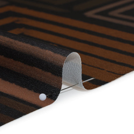 Polyester Crepe-Back Satin - Green, Brown and Black Painterly Blocks - Mood Exclusive Spiral Fusion Print
