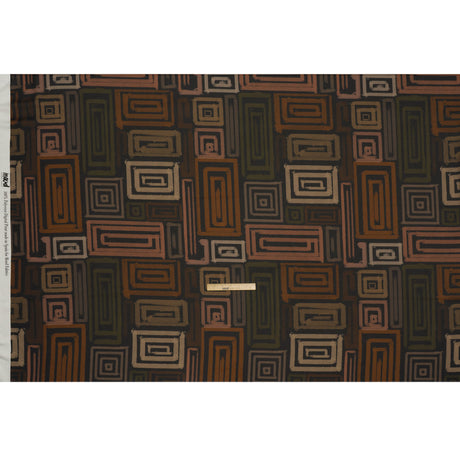 Polyester Crepe-Back Satin - Green, Brown and Black Painterly Blocks - Mood Exclusive Spiral Fusion Print