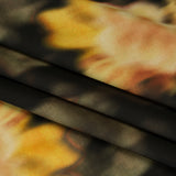 Polyester Crepe-Back Satin - Yellow, Tan and Olive Green Blurred Florals - Mood Exclusive Blurring Blossoms Print
