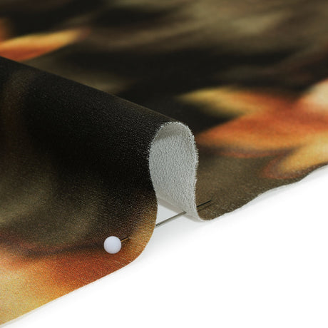 Polyester Crepe-Back Satin - Yellow, Tan and Olive Green Blurred Florals - Mood Exclusive Blurring Blossoms Print
