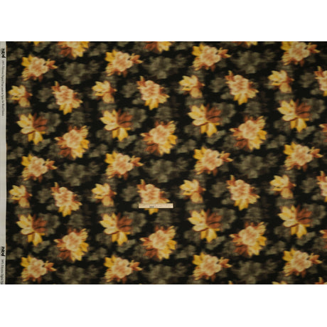 Polyester Crepe-Back Satin - Yellow, Tan and Olive Green Blurred Florals - Mood Exclusive Blurring Blossoms Print