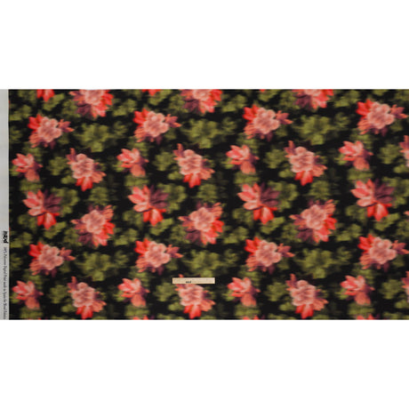 Polyester Crepe-Back Satin - Red, Pink and Green Blurred Florals - Mood Exclusive Blurring Blossoms Print