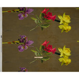 Polyester Crepe-Back Satin - Olive Green, Purple and Red Floral - Mood Exclusive Up Close and Blooming Print