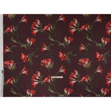 Polyester Crepe-Back Satin - Burgundy, Red and Green Floral - Mood Exclusive Amaryllis Affair Print