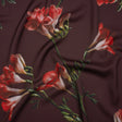 Polyester Crepe-Back Satin - Burgundy, Red and Green Floral - Mood Exclusive Amaryllis Affair Print